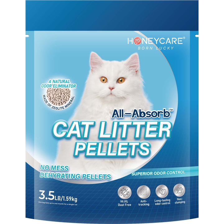 Honeycare All-Absorb Cat Litter Pellets, Zeolite, Long-Lasting Odor Control Non-climping Litter, 3.5 Lbs Pack 3.5 Pounds