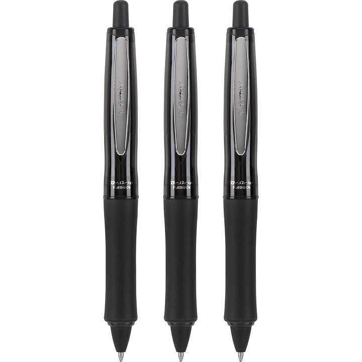 PILOT Dr. Grip FullBlack Refillable & Retractable Ballpoint Pen, Medium Point, Black Ink, 3-Pack (14634)