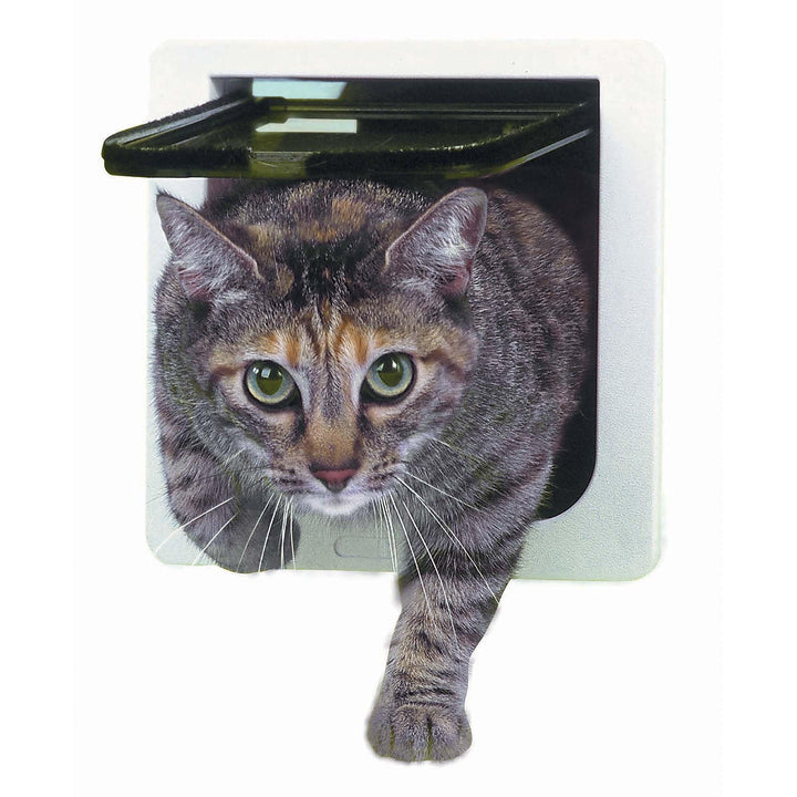 Ideal Pet Products Cat Flap Door with 4 Way Lock, 6.25" x 6.25" Flap Size, Cream (SPF) Small 6.25" x 6.25" Flap Size