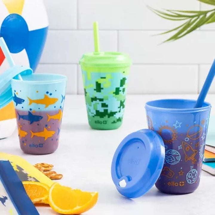 Ello Kids 12-Ounce Color Changing Tumblers with Lids and Straws, 10 Pack (Assorted Colors)