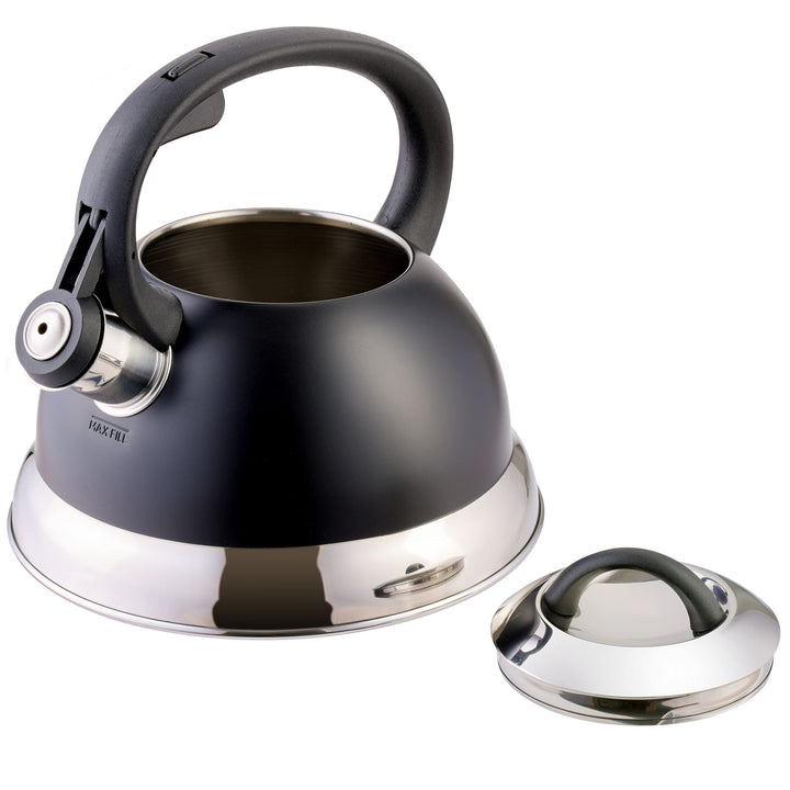 Mr. Coffee Flintshire Stainless Steel Whistling Tea Kettle W/Nylon Handle, 1.75-Quart, Matte Black