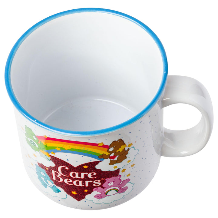 Silver Buffalo Care Bears Rainbow Glitter Heart Logo Ceramic Camper Mug, 20 Ounces