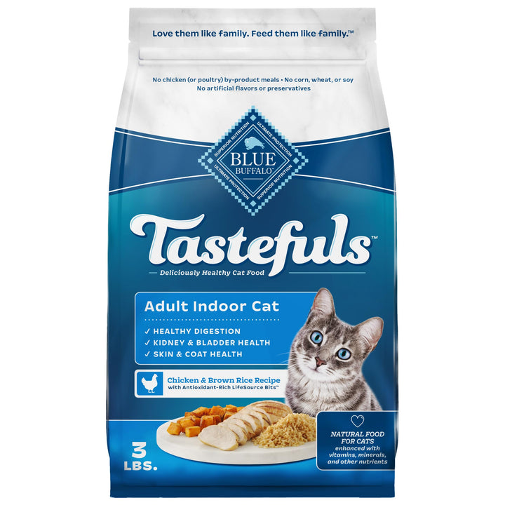 Blue Buffalo Tastefuls Natural Dry Food for Adult Indoor Cats, Chicken & Brown Rice Recipe, 10-lb. Bag 10 Pound (Pack of 1)