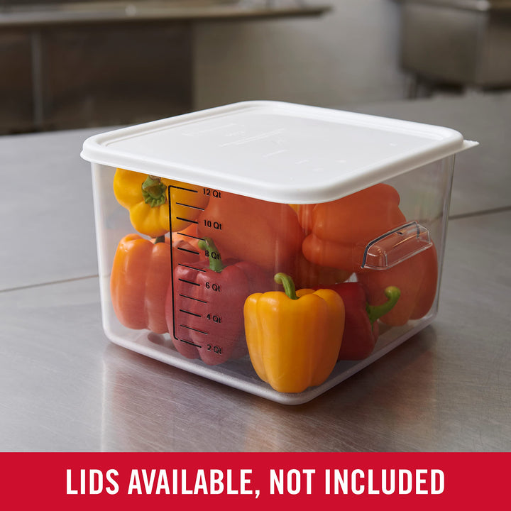 Rubbermaid Commercial Products, Plastic Space Saving Square Food Storage Container for Kitchen/Sous Vide/Food Prep, 12 Quart, Clear 12 Qt.