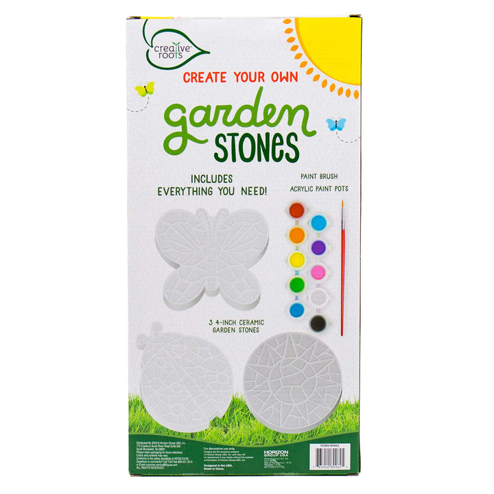 Creative Roots Mosaic Flower Garden Stepping Stone Kit, Includes 7-Inch Ceramic Stone & 6 Vibrant Paints, DIY Stepping Stone Kit for Kids Ages 6+