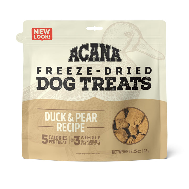 ACANA Singles Freeze Dried Dog Treats, Limited Ingredient Grain Free Duck & Pear Recipe, 3.25oz Freeze-Dried Treats 3.25 Ounce (Pack of 1)