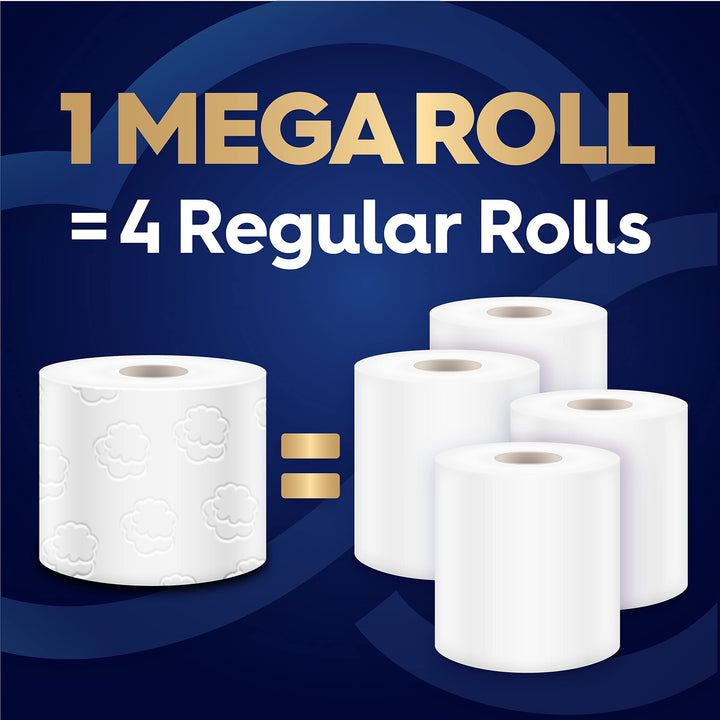 White Cloud Ultra Soft & Strong Toilet Paper, 4 packs of 6 Mega Rolls = 96 Regular Rolls