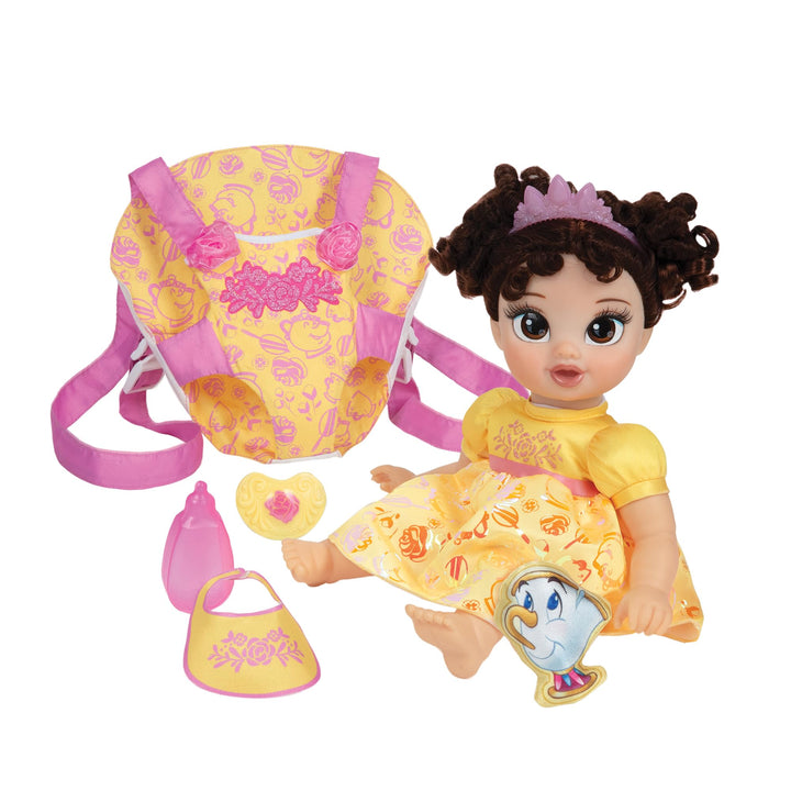 Disney Princess Belle Baby Doll Deluxe with Tiara, Carrier, Plush Friend, Pacifier, Bib & Baby Bottle [ Exclusive]