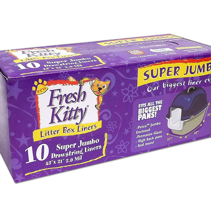 10 Count Fresh Kitty Litter Box Liners Super Thick, Durable, Easy Clean Up Jumbo Drawstring Scented, Bags for Pet Cats 1 Count (Pack of 10)