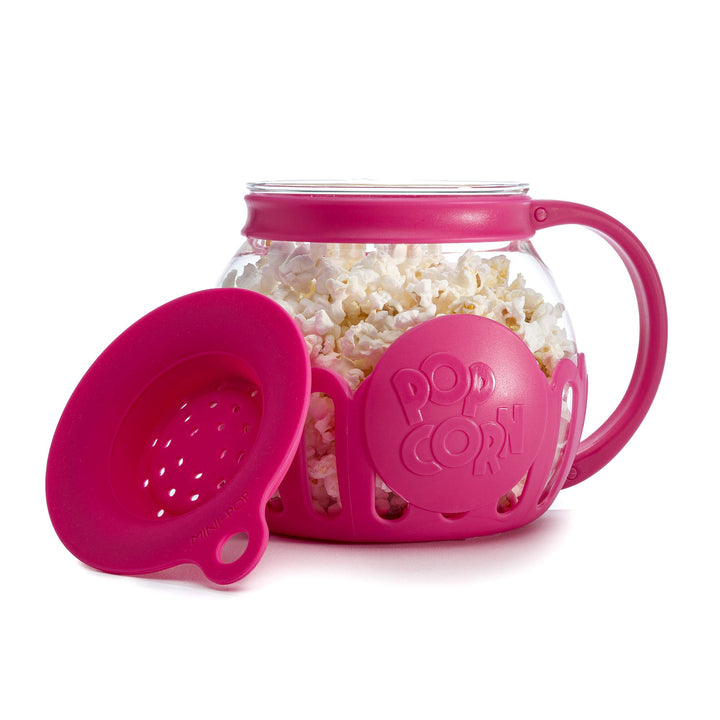 Ecolution Patented Micro-Pop Microwave Popcorn Popper with Temperature Safe Glass, 3-in-1 Lid Measures Kernels and Melts Butter, Made Without BPA, Dishwasher Safe, 1.5-Quart, Pink 1.5-Quart Snack Size Hot Pink