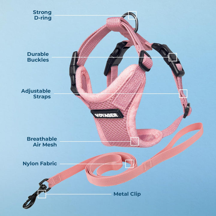 Voyager Step-in Lock Pet Harness - All Weather Mesh, Adjustable Step in Harness for Cats by Best Pet Supplies - Pink, XXXS Harness Leash Set (Pink) XXXS (Chest: 10.5 - 13" * Fit Cats)