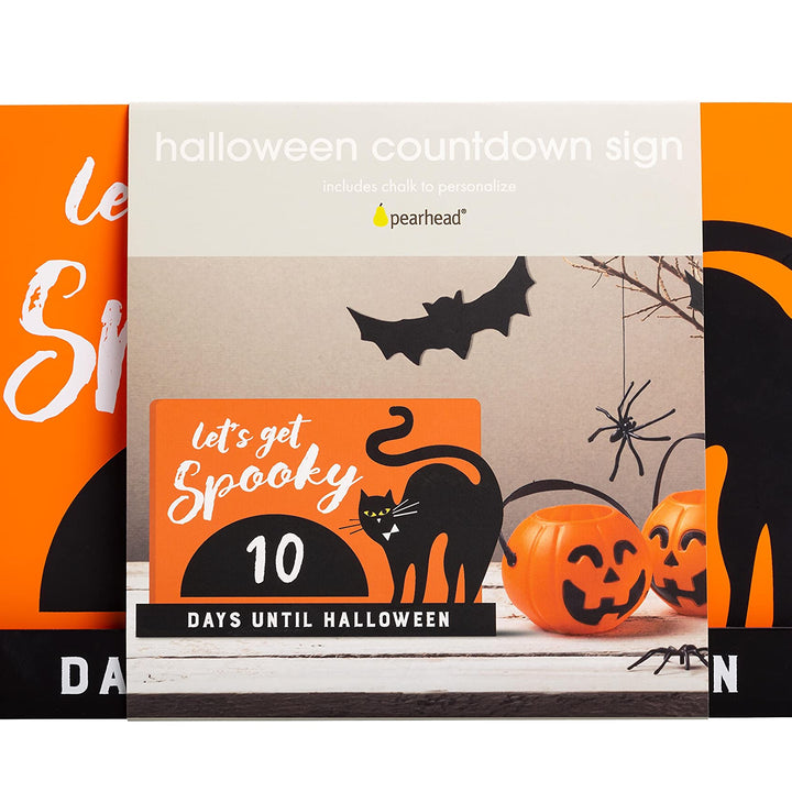 Pearhead Halloween Countdown Sign, Lets Get Spooky Tabletop Décor, Halloween Chalkboard Sign