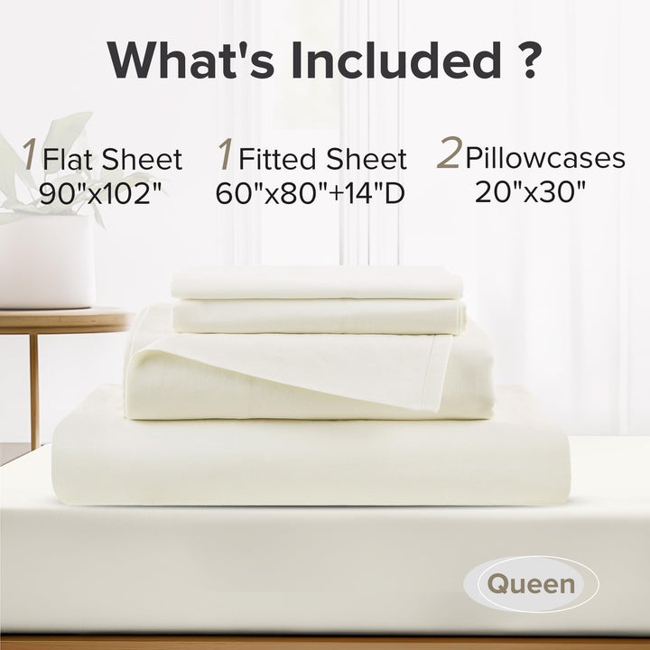 Comfort Spaces 100% Cotton Sheet Set Breathable, Lightweight, Soft with 14" Elastic Pocket Fits up to 16" Mattress, All Season Cozy Bedding, Matching Pillow Case, Queen Good Vibes 4 Piece