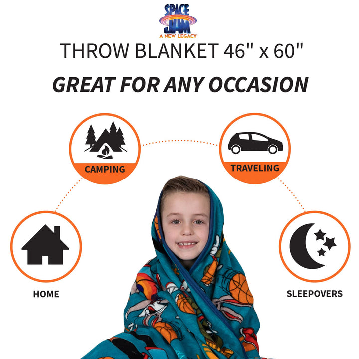 Franco Kids Bedding Super Soft Plush Throw Blanket, 46 in x 60 in, Space Jam 2 A New Legacy