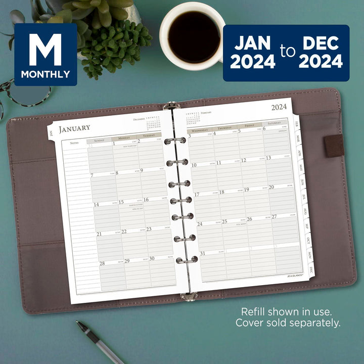 AT-A-GLANCE 2024 Weekly & Monthly Planner Refill, 5-1/2" x 8-1/2", Desk Size, Column Style, Loose-Leaf (481-485-24) Size 4 Column Style 2024 Old Edition