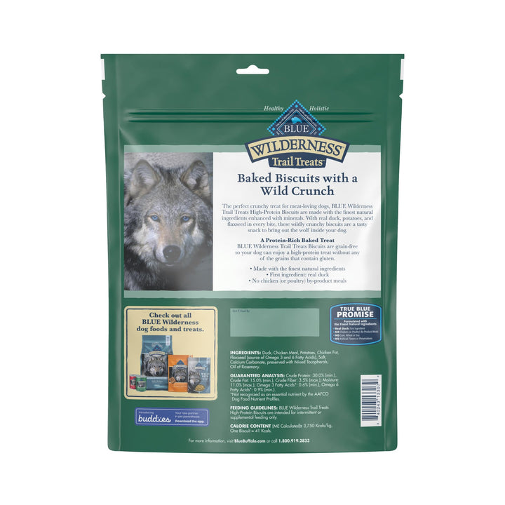 Blue Buffalo Wilderness Trail Treats High Protein Grain Free Crunchy Dog Treats Biscuits, Duck Recipe 24-oz Bag 1.5 Pound (Pack of 1)