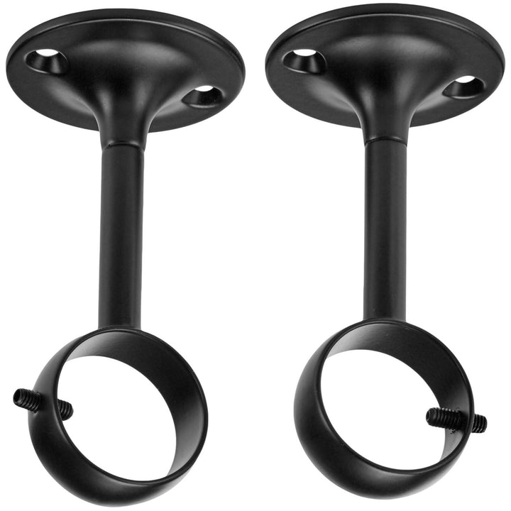 Basics Curtain Rod Ceiling-Mount Bracket, Set of 2, Black 1-Pack