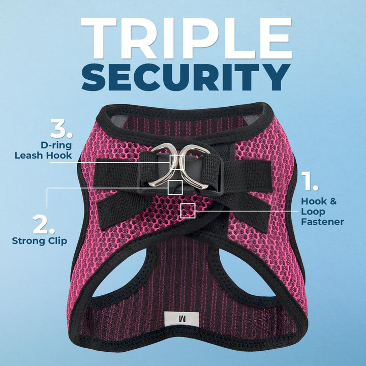 Voyager Step-in Air Dog Harness - All Weather Mesh Step in Vest Harness for Small and Medium Dogs by Best Pet Supplies - Fuchsia (2-Tone), L Harness (Fuchsia 2-Tone) L (Chest: 18 - 20.5")