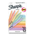 Sharpie Pocket Highlighters, Mild Pastel Colors, Assorted, Chisel Tip, 12 Count 1 Count (Pack of 12)
