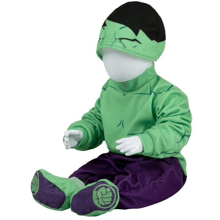 MARVEL Hulk Official Infant Halloween Costume - Premium Quality Minky Fabric Jumpsuit and Non-Slip Booties 6-12m