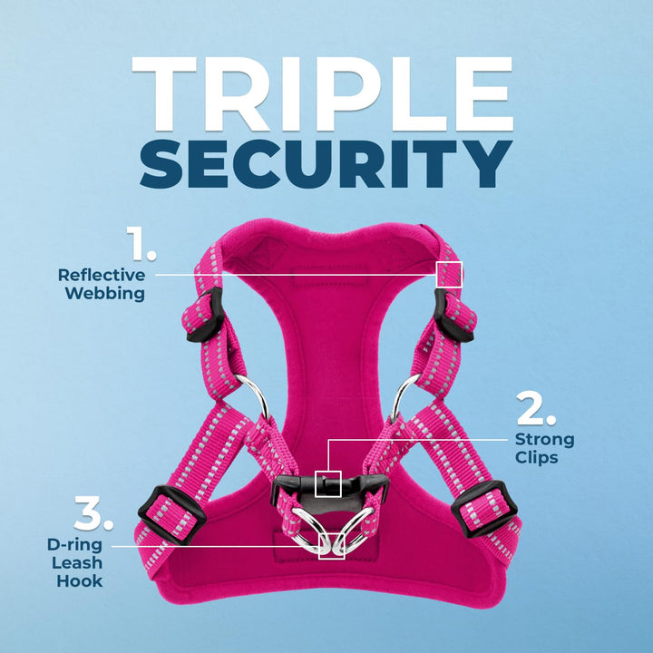 Best Pet Supplies Voyager Adjustable Dog Harness with Reflective Stripes for Walking, Jogging, Heavy-Duty Full Body No Pull Vest with Leash D-Ring, Breathable All-Weather - Harness Only (Fuchsia), S Harness (Fuchsia) S (Chest: 15 - 18")