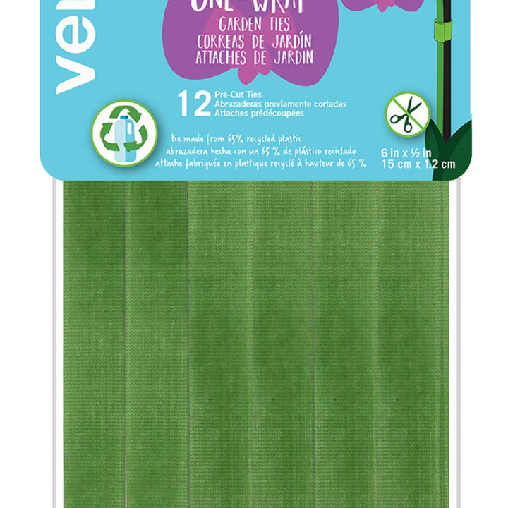 VELCRO Brand VEL-30087-AMS ONE-WRAP Ties Starter Pack for Container Gardens or Houseplants, 12pcs, Pre-Cut, 6 in x 1/2 in, Green-Recycled Plastic Green - Recycled Plastic