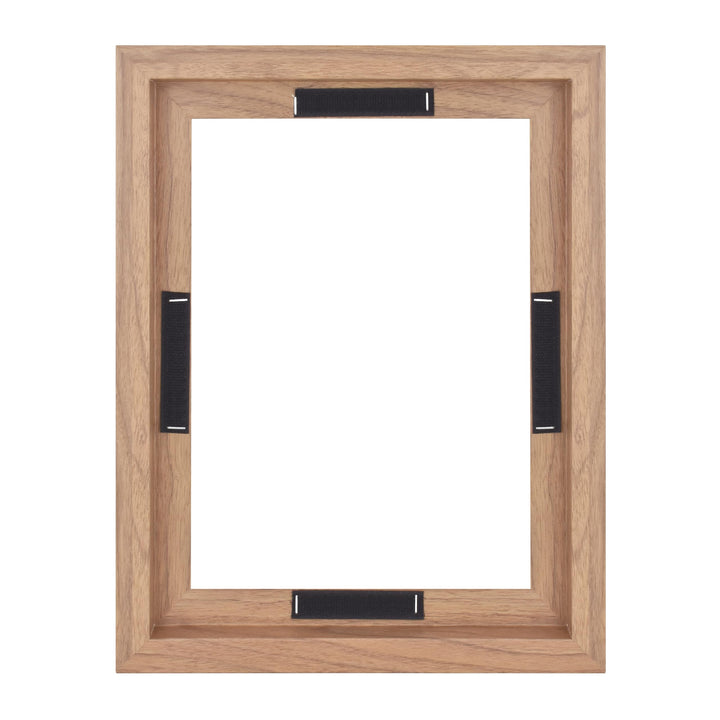 MCS Floating Frame with Canvas Included, Art Frames for Canvas Paintings with Adhesive Fasteners and Hanging Hardware, Walnut Woodgrain, 18 x 24 Inch 18x24