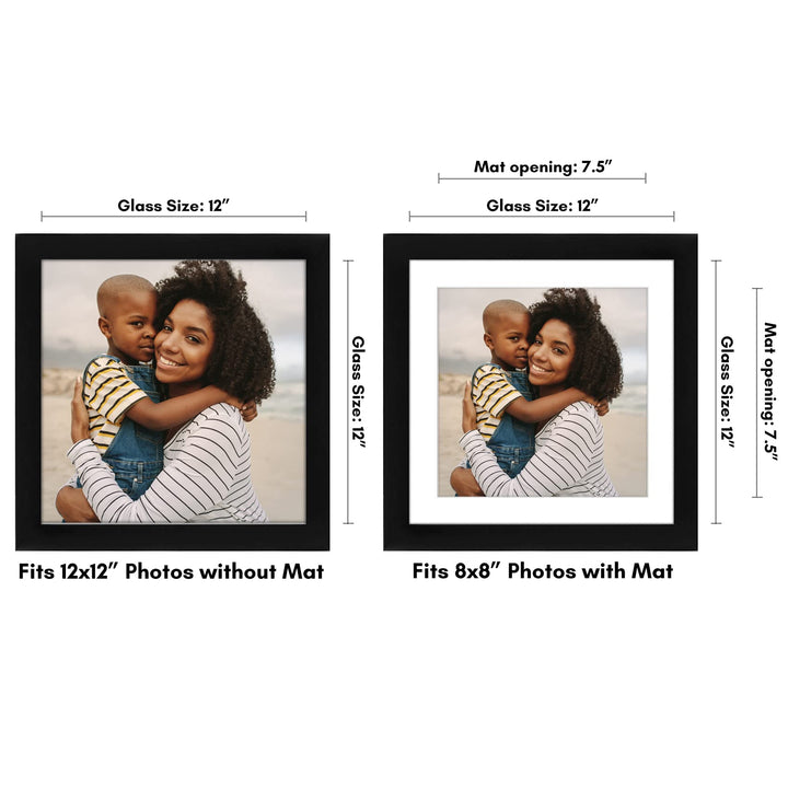 Americanflat 6x8 Picture Frame with Shatter-Resistant Glass - Use as 3x5 Frame with Mat or 6x8 Frame Without Mat - Signature Collection - Photo Frame for Tabletop and Wall Display - White 6x6