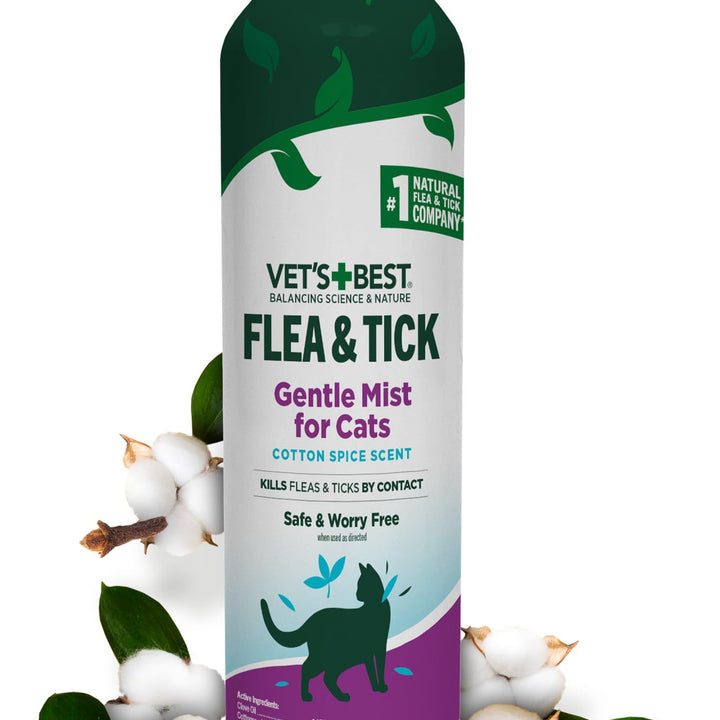 Vet’s Best Flea & Tick Flea and Tick Cat Easy Spray – Cotton Spice Scent – Natural Flea & Tick Prevention – Kills Fleas & Ticks for Cats – 14oz 14 oz