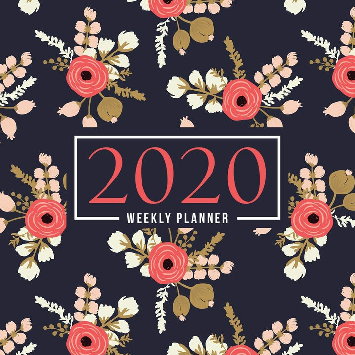 2020 Weekly Planner: January 1, 2020 to December 31, 2020: Weekly & Monthly View Planner, Organizer & Diary: Pink flowers on navy blue 747-4