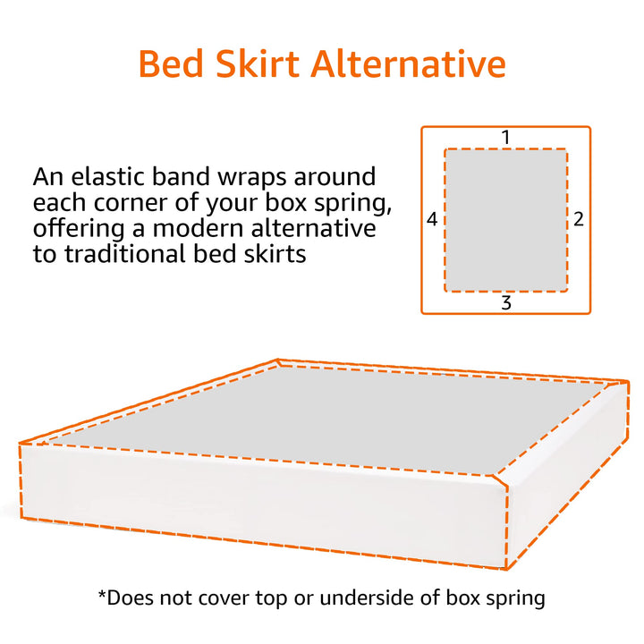 Basics Box Spring Cover - Alternative to Bed Skirt, Elastic Polyester Fabric Wrap Around Band 4 Sides, Solid - King/Cal King, Cream