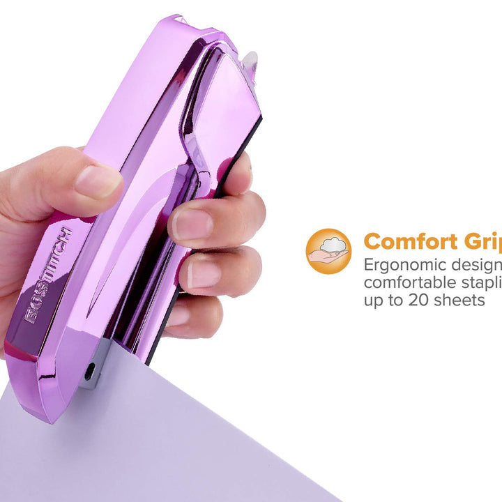 Bostitch Office Ascend 3 in 1 Stapler Integrated Remover & Staple Storage, 420 Staples Included, 20 Sheet Capacity, Lightweight, Purple