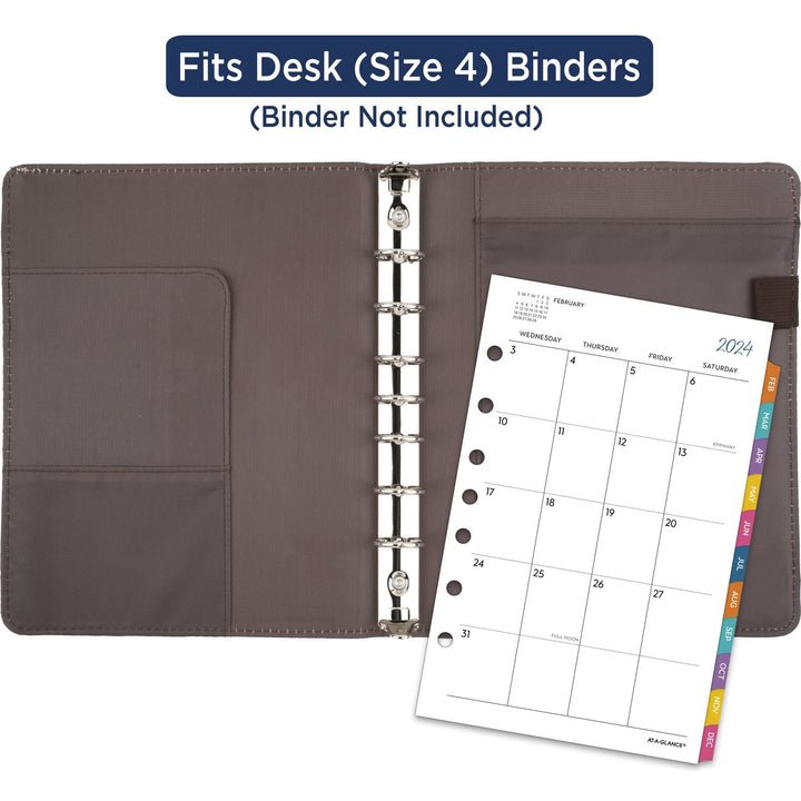 AT-A-GLANCE 2024 Weekly & Monthly Planner Refill, 5-1/2" x 8-1/2", Desk Size, Loose-Leaf, EttaVee (EV81-285Y-24) 2024 Old Edition