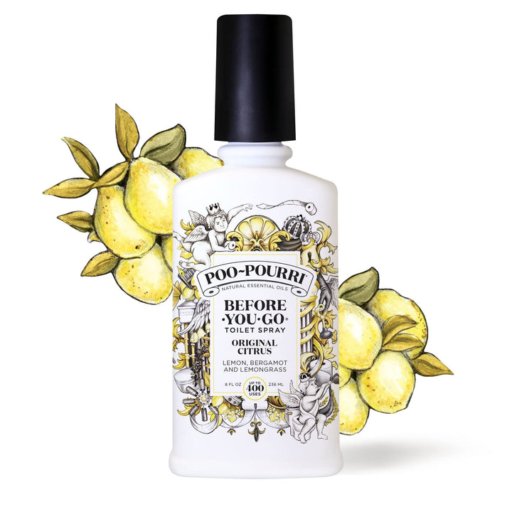 Poo-Pourri Before-You-Go Toilet Spray, Original Citrus, 8 Fl Oz - Lemon, Bergamot and Lemongrass 8 Ounce (Pack of 1)