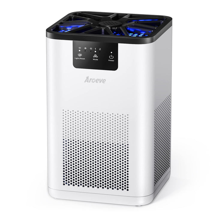 AROEVE Air Purifiers for Home Large Room Coverage Up to 1095 Sq.Ft Air Cleaner Impressive Filtration Remove Dust, Pet Dander for Office, Bedroom, MK03- White Middle