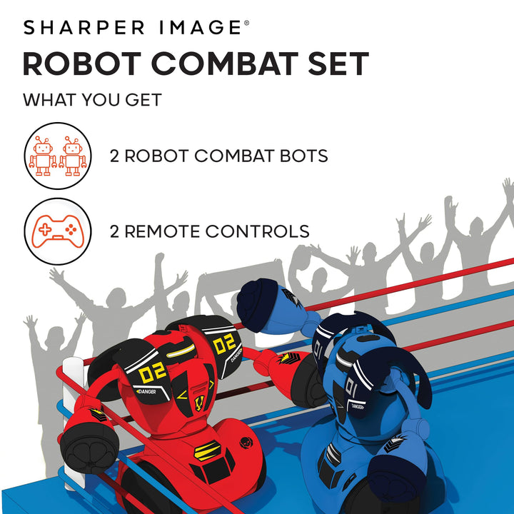 Sharper Image Robot Combat Set [2023  Exclusive] 2-Player Remote Control RC Battle Robots, LED Lights & Sound Effects, Wireless Infrared Technology, Fun Electronic Fighting Kids & Family Game Blue and Red