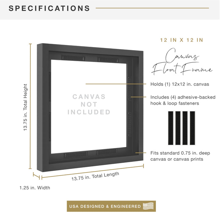 MCS Floating Frame with Canvas Included, Art Frames for Canvas Paintings with Adhesive Fasteners and Hanging Hardware, Walnut Woodgrain, 18 x 24 Inch 18x24