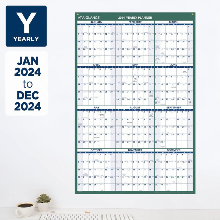 AT-A-GLANCE 2023-2024 Erasable Calendar, Dry Erase Wall Planner, 24" x 36", Large, Academic & Regular Year, Double Sided, Vertical (PM210S2824) 2024 Old Edition