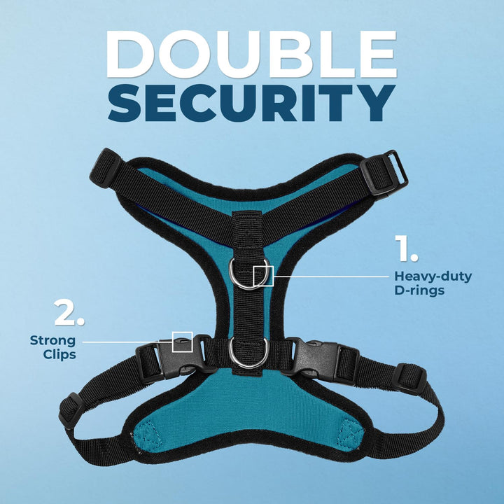 Voyager Step-in Lock Pet Harness - All Weather Mesh, Adjustable Step in Harness for Cats and Dogs by Best Pet Supplies - Turquoise/Black Trim, L Harness (Turquoise/Black Trim) L (Chest: 20 - 25")