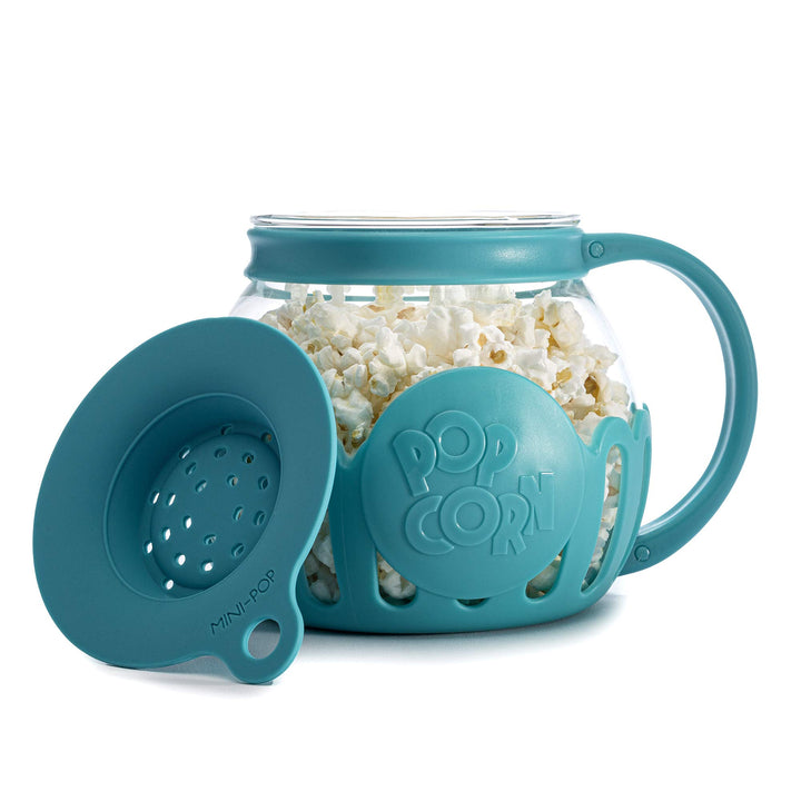 Ecolution Patented Micro-Pop Microwave Popcorn Popper with Temperature Safe Glass, 3-in-1 Lid Measures Kernels and Melts Butter, Made Without BPA, Dishwasher Safe, 1.5-Quart, Teal 1.5-Quart Snack Size