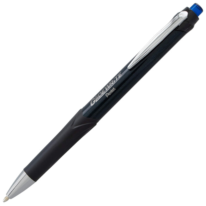 Pentel Glidewrite Signature Ballpoint Pen, (1.0mm) Medium, Black Barrel, Blue Ink, 3-pk (BX930ABP3C)