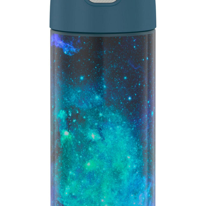 THERMOS FUNTAINER 16 Ounce Stainless Steel Vacuum Insulated Bottle with Wide Spout Lid, Galaxy Teal