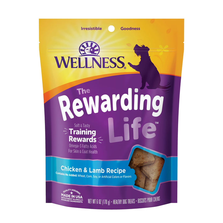 Wellness Rewarding Life Grain-Free Soft Dog Treats, Made in USA with Healthy Ingredients, Ideal for Training (Lamb & Salmon, 6-Ounce Bag) Lamb & Salmon 6 Ounce (Pack of 1)