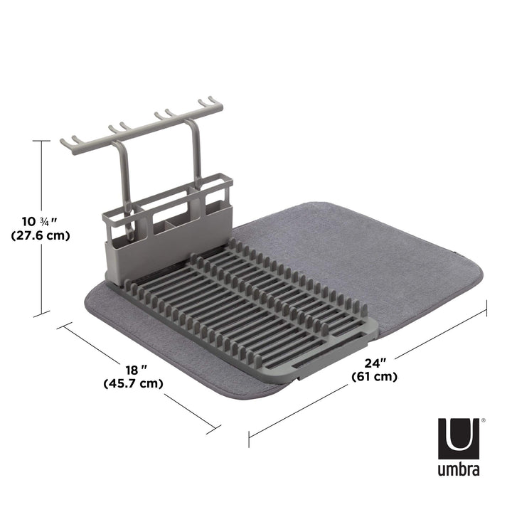 Umbra Udry Dish Rack With Dry Mat Rack with Caddy Gray