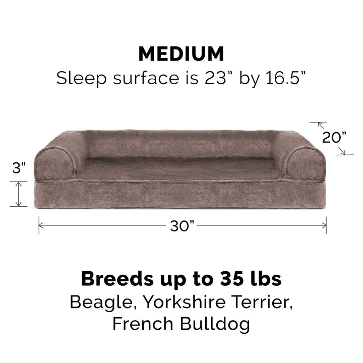 Furhaven Replacement Dog Bed Cover Faux Fur & Velvet Sofa-Style, Machine Washable - Driftwood Brown, Medium Cover Only 30.0"L x 20.0"W x 0.3"Th (Faux Fur & Velvet) Driftwood Brown