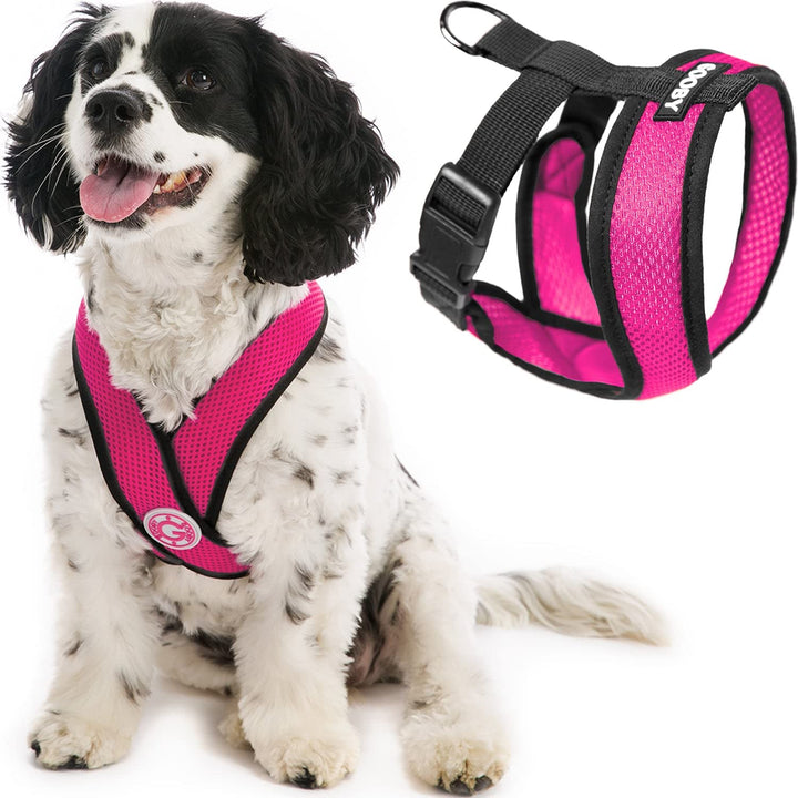 Gooby Comfort X Head In Harness - Flamingo Pink, Large - No Pull Small Dog Harness, Patented Choke-Free X Frame - On the Go Dog Harness for Medium Dogs No Pull or Small Dogs for Indoor and Outdoor Use
