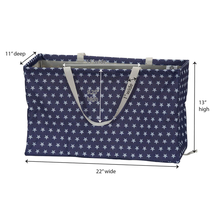 Household Essentials 2240 Krush Canvas Utility Tote | Reusable Grocery Shopping Laundry Carry Bag | Blue With White Stars, 22" L X 11" W X 13" H,