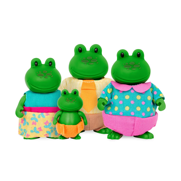 Li'l Woodzeez – The Croakalily Frog Family – Set of 4 Collectible Posable Frog Figures with Storybook – Pretend Play Doll Figures – Gift Toy for Kids Age 3+