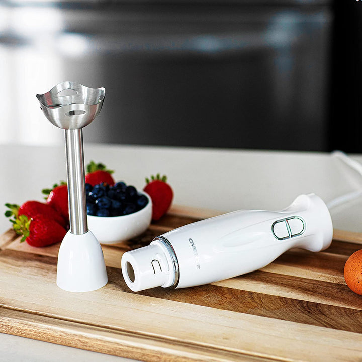 OVENTE Electric Immersion Hand Blender 300 Watt 2 Mixing Speed with Stainless Steel Blades, Powerful Portable Easy Control Grip Stick Mixer Perfect for Smoothies, Puree Baby Food & Soup, White HS560W