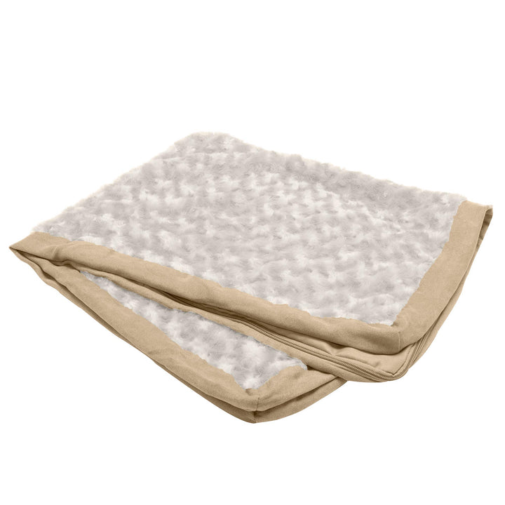 Furhaven Replacement Dog Bed Cover Ultra Plush Faux Fur & Suede Mattress, Machine Washable - Cream, Large Ultra Plush Curly Faux Fur (Cream) 36.0"L x 27.0"W x 0.3"Th Cover Only